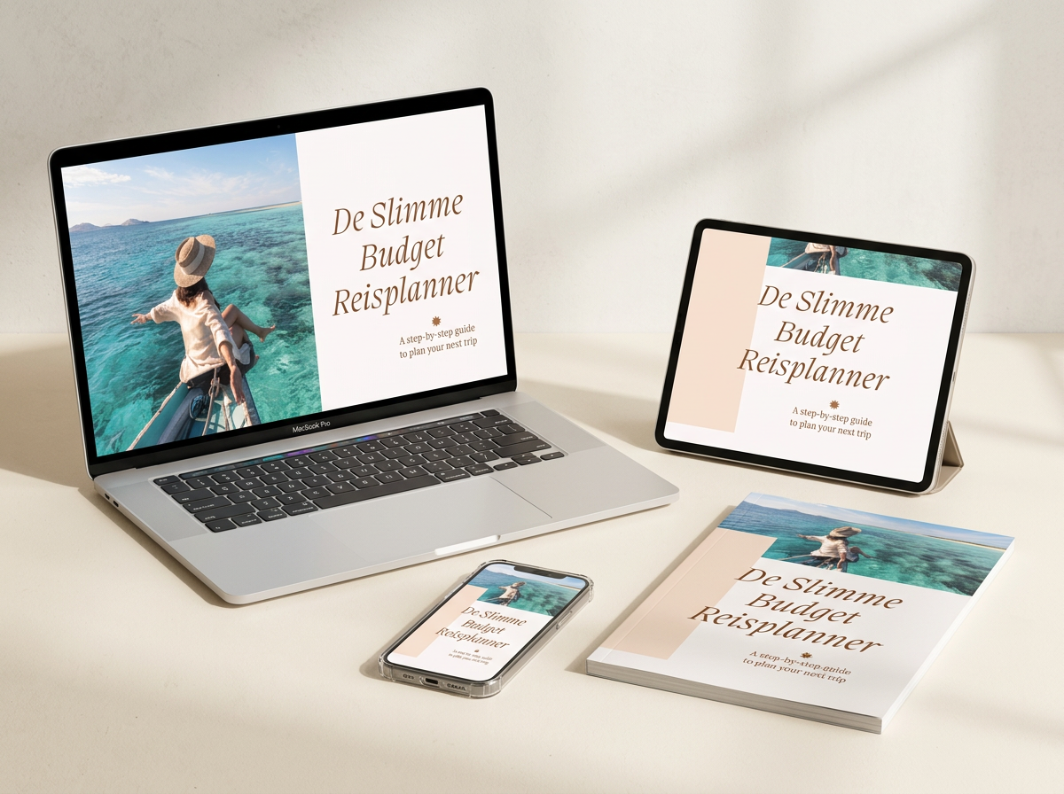 De Slimme Budget Reisplanner op laptop, telefoon, tablet en als geprint boekje